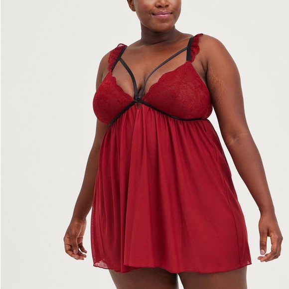 TORRID | Mesh Cap Sleeve Strappy Babydoll - Picture 1 of 6